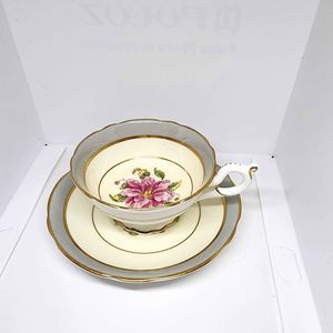 Vintage Coalport English Bone China Tea Cup Saucer Pink Floral Gray Tomorrow